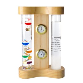 Lily's Home Analog Weather Station with Galileo Thermometer, Precision Quartz Clock & Hygrometer, Fitzroy Storm Glass, Gift for Friends and Family, Holiday Gift, Indoor & Outdoor Décor (7" x 4.4")