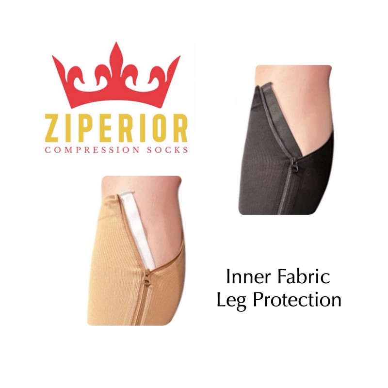 Ziperior 8-15 mmHg Compression Grade 0 Calf Inside Leg Zipper