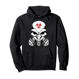 Biohazard Skull With Gas Mask - Creepy Evil Skull Tattoo Pullover Hoodie