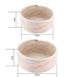 Woven Cotton Rope Storage Baskets, 2 Pcs Woven Laundry Baskets, Toy Storage Organizer Baskets Bins, for Kids Blankets Toys Books Living Room Baby Nursery Woven Baskets - Large/Small Sizes