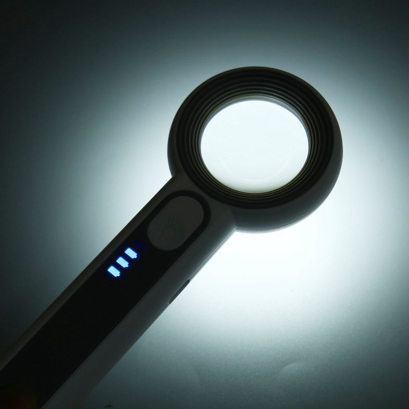 Handheld Magnifying Glass 5x Rechargeable Touch Control LED Light Handheld