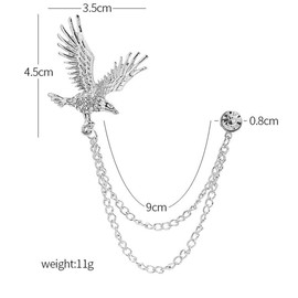 Eagle Hanging Chain Brooch for Men - Elegant Lapel Pin Badge with Chains Brooch (Silver color)