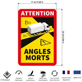 lepni.me lepni.me Pack of 6 Magnetic Blind Spot Warning Sign Attention Angles Morts Stickers for Truck in France Strong Magnet Decal with UV Protection