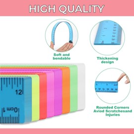 KUANVE 40 Pack Clear Plastic Rulers Bulk, 12 Inch Assorted Color Transparent Metric Ruler with Centimeters and Inches, Straight Ruler Measuring Tool for Office Home School Supplies