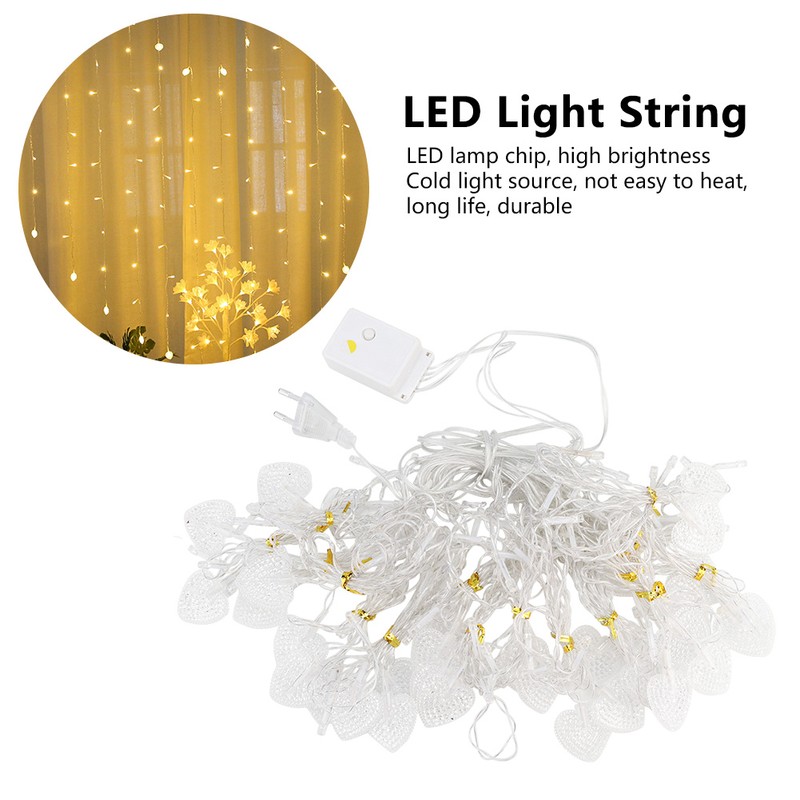 Waterproof Loving Heart Shape LED Light String Window Curtain Lamp