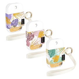 Likesing Hand Sanitizer Spray Sleeve Compatible with T0uch-land, 3 Elastic Travel Hand Sanitizer Holder with Keychain and Wrist Strap for Travel Hand Sanitizer for Glow Mist and Power Mist(Leaf)