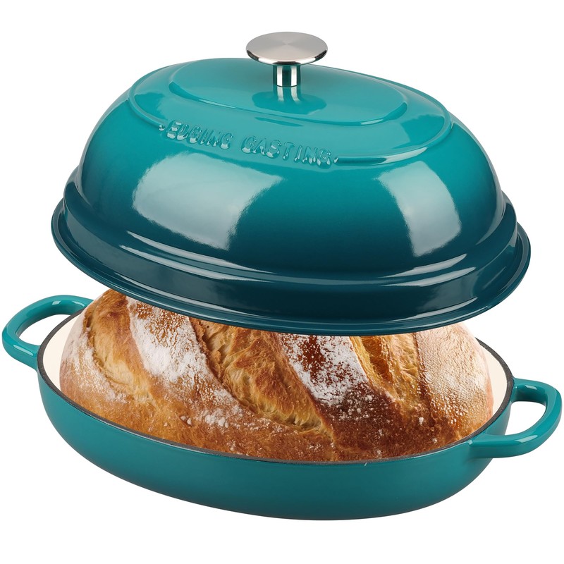 EDGING CASTING Enameled Oval Cast Iron Dutch Oven Pot with