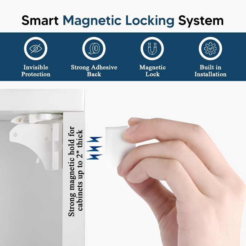 Blessimo® 12 Pack Magnetic Cabinet Locks Baby Proofing with 12
