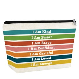 Gfhzdmf Inspirationnal Gifts for Girl Women Makeup Bag Encourage Motivation Gift for Daughter Sister Friend Bff Female Colorful Makeup Bag with Zipper Motivational Gift for Kids Students