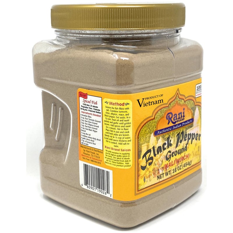 Rani Black Pepper Fine Powder 80 Mesh 16oz (1lb) 454g