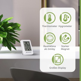 Bresser Temeo Thermometer Hygrometer, Hygro Indicator Set of 6 for Desk or Wall Mounting with Room Climate Indicator, White