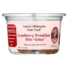 Lauras Wholesome Junk Food Breakfast Cranberry Bite-lettes Cookie, 7 Ounce (6-pack)