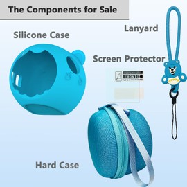 JCHPINE Hard Carrying Case and Silicone Cover Compatible with Punirunes Interactive Digital Toy, Protective Case for Punirunes Virtual Pet Squishy Characters with Screen Protector (Blue)