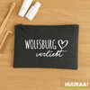 Huuraa Kulturbeutel Wolfsburg verliebt Geschenk 1 Liter Charcoal Filz Wolfsburg