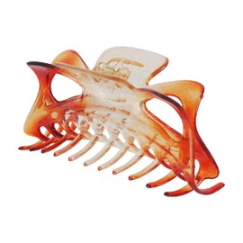Women's Jumbo Jaw Clip Extra Large Marbelized Hair Claw (Glitter Orange)