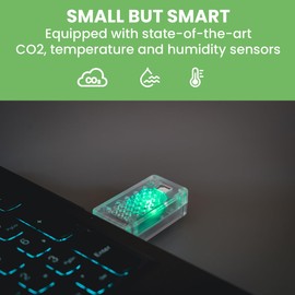 LUXAFOR CO2 Dongle – Plug in Wall CO2 Detector – Monitor Carbon Dioxide, Temperature and Humidity – Made for Indoors, Cars and Travel, Powered by USB Socket