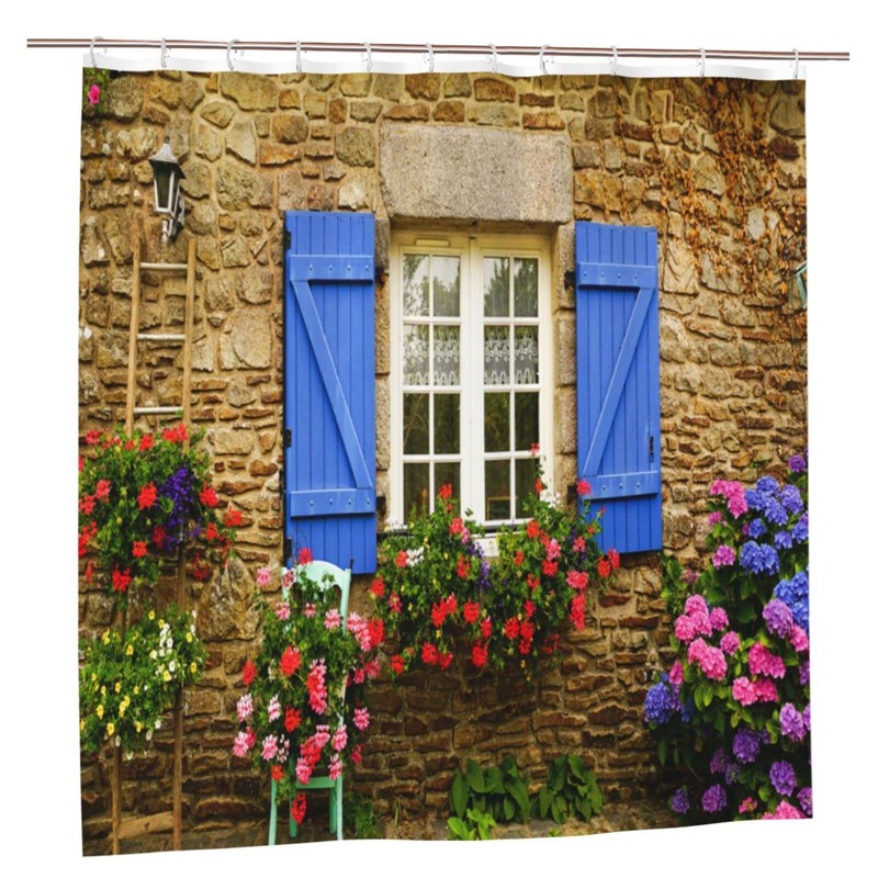 Nyngei 3D Digital Printing Home Garden Shower Curtain Stone Wall