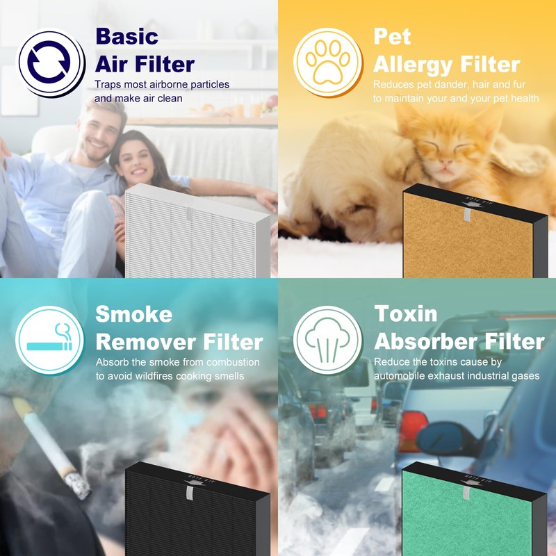 PETOX 4 Pack 116130 Smoke Remover Replacement Filter H for