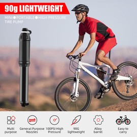 Mini Bicycle tire Pump, Portable Bicycle tire Pump with Frame Installation and Needle, Suitable for Road/Mountain/BMX Bicycles