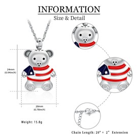 shajwo Cremation Jewelry Flag Teddy Bear Urn Necklaces for Ashes for Women Men Memorial Human Ashes Pendant,Silver