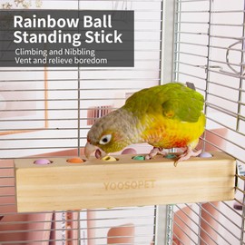 YOOSO WING Bird Toys & Bird Perch, Bird Wooden Block Chewing Toy Parrot Foraging & Puzzle Toys Bird Cage Accessories for Conures Parakeets Cockatiels Lovebirds African Grey Macaws (Spinning Ball)