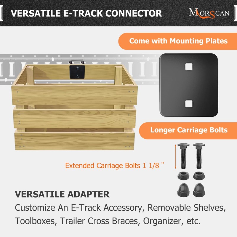 MorScan 4 Pack E-Track Connector with Square Plates, E Track