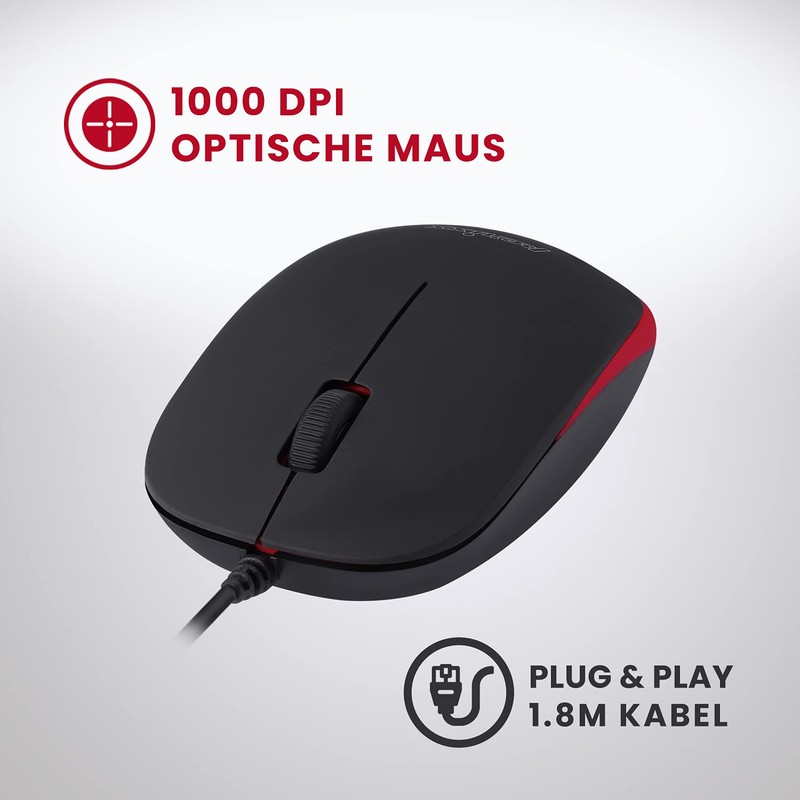 Perixx PERIDUO-212B DE, Kompaktes Mini Tastatur und Maus Set, USB-Kabel,