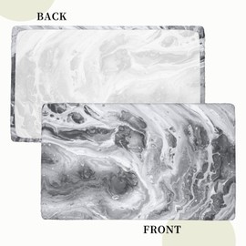 BOXIMIAO Tablecloth with Elastic Edge White Grey Marble Texture Rectangle Waterproof Oil-Proof Table Cloth Washable Reusable Table Cover for Kitchen Dining, 4FT