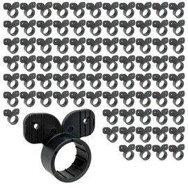 [100-Pack] PROCURU 1/2-Inch Plastic Suspension Hy-Ear Pipe Clamp, Mickey Mouse Style Strap Hanger for 5/8" OD Pipe, Black (85115-100P)