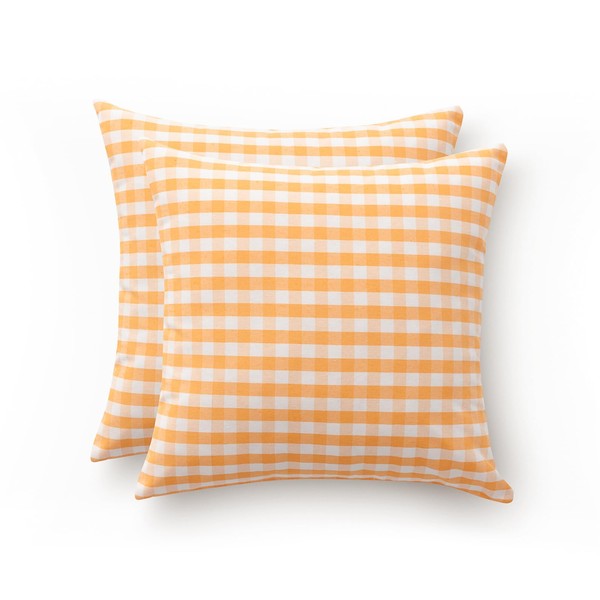 GAMUSI Set of 2 Gingham Check Cushion Covers 45 x