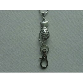 Handmade CAT KITTEN LANYARD ID BADGE HOLDER DESIGNER ADJUSTABLE STAINLESS STEEL CHAIN