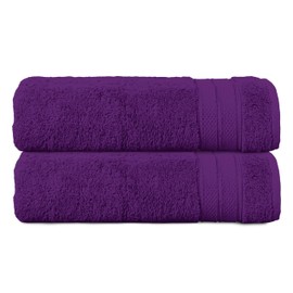Elegant Comfort Three Line Popcorn Towel Set for Bathroom 27 x 54 inches, Premium Hotel Quality 2-Pack Bath Towels, 100% Turkish Cotton, Soft and Durable, Quick Dry and Highly Absorbent, Purple