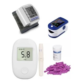 Glucometro Digital + Monitor De Presion Muñeca + Oximetro