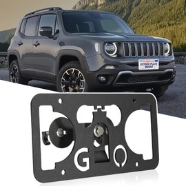 No Drill Front Bumper License Plate Mount Compatible with Jeep Renegade 2015-2023 Front Grille License Plate Mounting Bracket Holder Anti-Theft Car License Plate Frames Accessories Kit