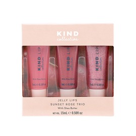 The Kind Collective Jelly Lips Lip Gloss Trio with Shea Butter 15 ml, Sunset Rose