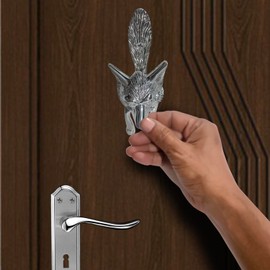 Fenzo Brass Fox Door Knocker Vintage Retro Style Antique Handcrafted Loud Front Door Knocker, Decorative Animal Design Home Porches Accessories, Easy to Install (Silver)