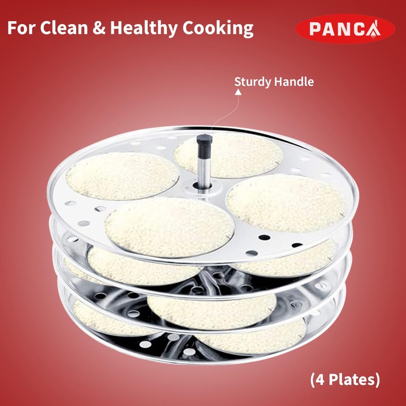 PANCA Idli Maker 4 Plates,Stainless Steel Idli Cooker Induction And