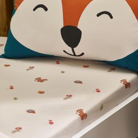 Catherine Lansfield Fox and Woodland Friends Single Fitted Sheet, Cream