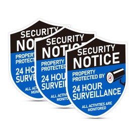 3PCS 24 Hour Video Surveillance Sticker，3.5"x3.9" Self-Adhesive Weather, Water & Fade Resistant Security Camera Warning Signs for House, Home, Business, Store, Window, Door Indoor and Outdoor Use