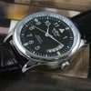 VIGOROSO Men's Sport Day Date Black Leather Automatic Self Winding