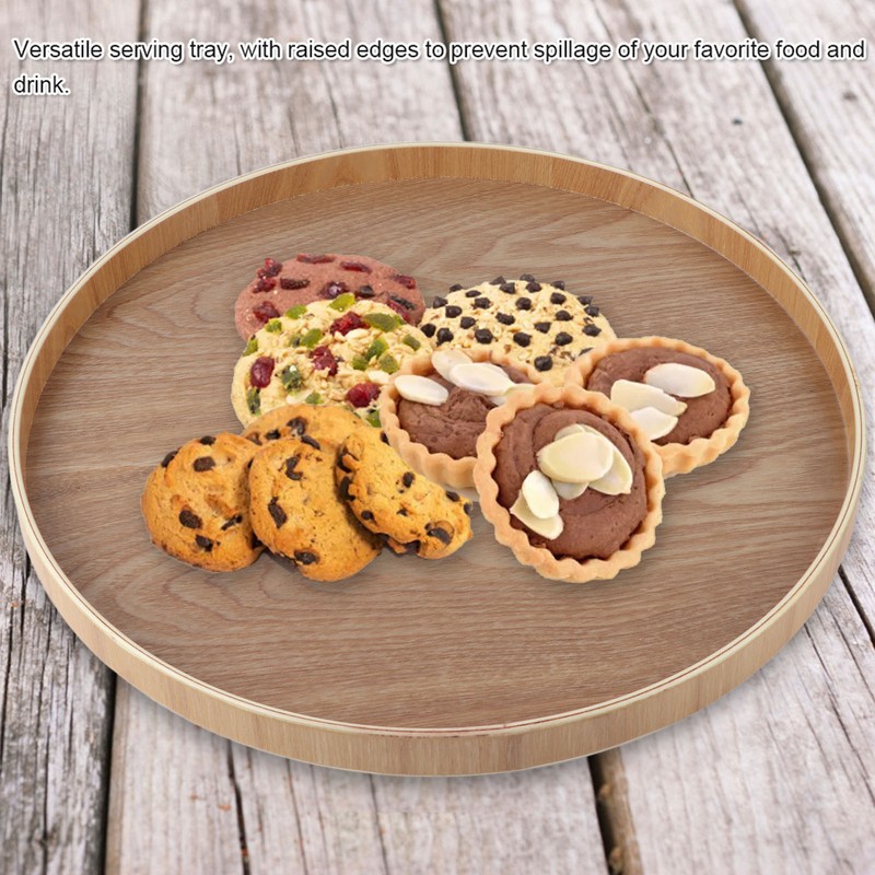 Round Shape Solid Wood Tea Coffee Snack Food Meals Serving