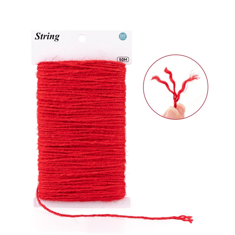 G2PLUS 2MM Jute String Twine, 50M Red Natural Garden Twine