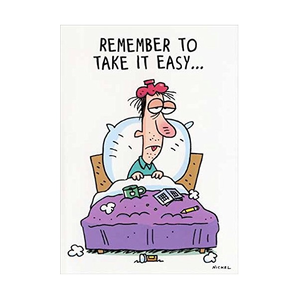 Man Sick in Bed Oatmeal Studios Funny Get Well Card