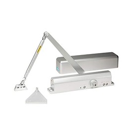 Global Door Controls Commercial Full Cover Door Closer in Aluminum with Adjustable Spring Tension - Sizes 2-6