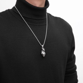 HZMAN 3D Anubis Necklace for Men Ancient Egypt Desert Grim Reaper Vintage Stainless Steel Pendant