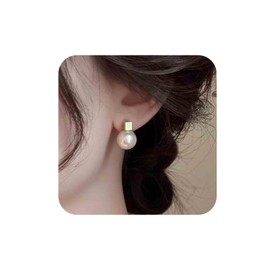 Aneneiceera Vintage Square Pearl Earrings Gold Tiny Square Stud Earrings Bridal Pearl Stud Earrings Minimalist Wedding Earrings for Women (Gold)