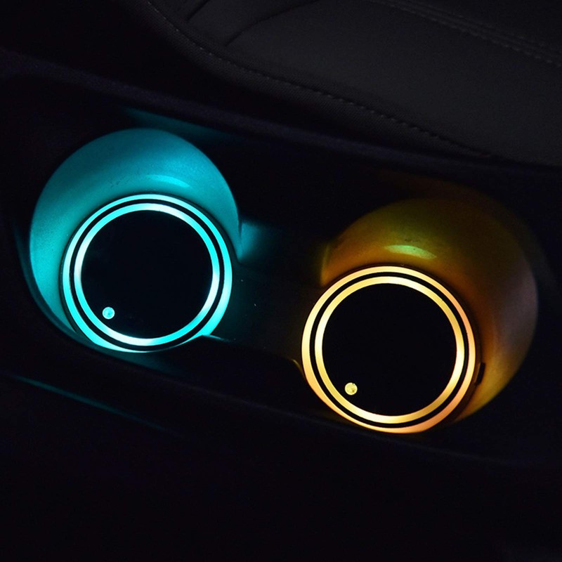 Ruiqas Car Cup Holder LED Light Mat Universal Color Changing