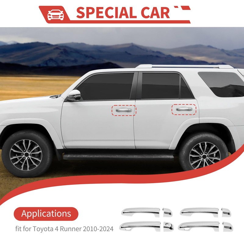 CheroCar Exterior Door Handle Cover Compatible with Toyota 4Runner 2010-2024