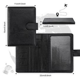 ILIYAH Passport Cover - Passport Cover with RFID Blocker, Vaccination Certificate Case, Passport Case for Credit Card, Flight Ticket, ID Card, Travel Documents Organiser, black, Classic