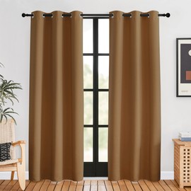 NICETOWN Window Curtain Panels, Gold Brown, 1 Pair, 42 by 80-inch, Thermal Curtains Insulated Solid Grommet Blackout Draperies/Drapes for Loft Window